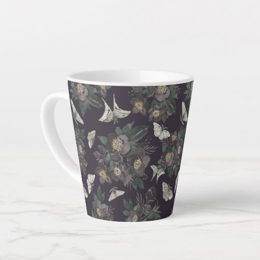 papillon de papillon de nuit motif Latte Mug (Angle gauche)
