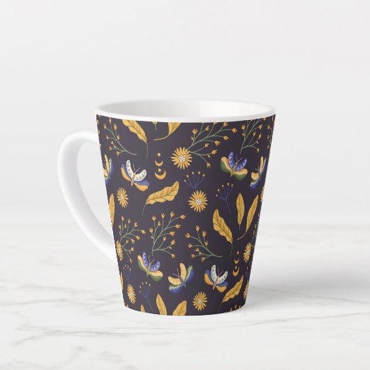 papillon de papillon de nuit motif Latte Mug (Angle gauche)