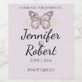 Papillon de parties scintillant sur Étiquette de v (Étiquettes simples)