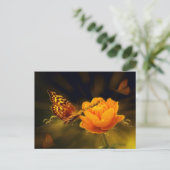 Papillon de printemps sur carte postale Rose (Debout devant)