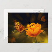 Papillon de printemps sur carte postale Rose (Devant / Derrière)
