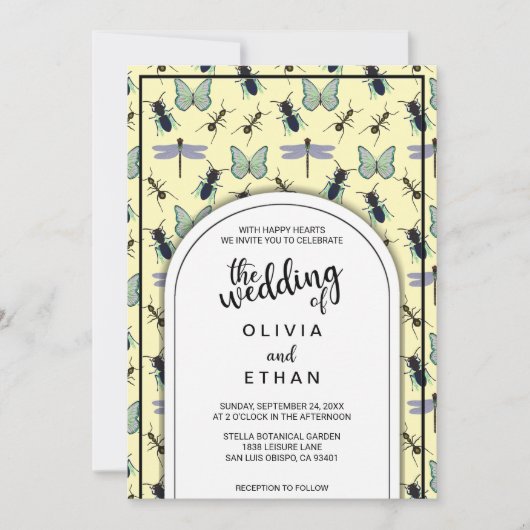 Papillon d'été motif Faire-part de mariage floral (Devant)