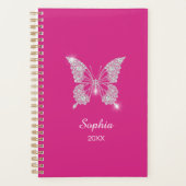 Papillon Diamants blancs, Nom du script, Fuchsia (Devant)