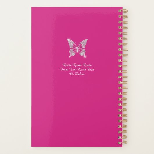 Papillon Diamants blancs, Nom du script, Fuchsia (Dos)