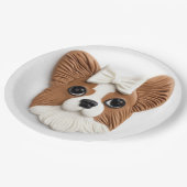 Papillon Dog 3D geïnspireerd Papieren Bordje (Gekanteld)