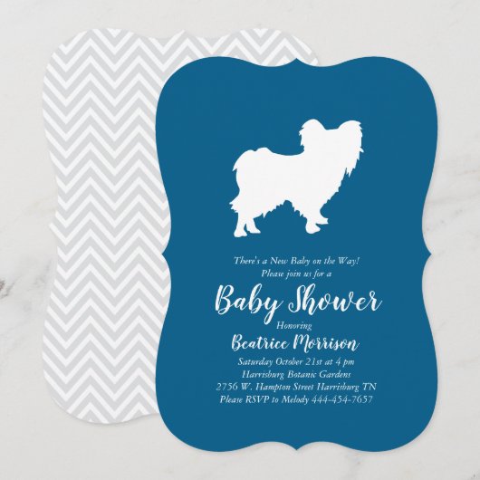 Papillon Dog Baby shower Blue Boy Kaart (Voorkant / Achterkant)