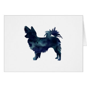Papillon Dog Black Waterverf Silhouette Card
