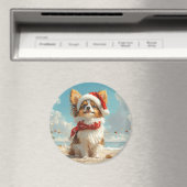 Papillon Dog Christmas  Beach Magneet (Insitu (Vaatwasser))