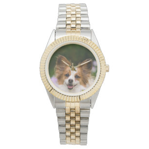 Papillon Dog Cute Romantic Portrait voor vrouwen Horloge