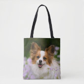 Papillon Dog Cute Romantic Potrait Foto - Draagtas (Voorkant)