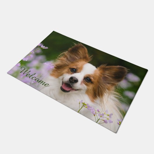 Papillon Dog Cute Romantic Potrait Foto - Welkom Deurmat (Schuin)