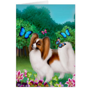 Papillon Dog in de tuin