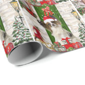 Papillon Dog Kerstmis Cadeaupapier (Rol Hoek)