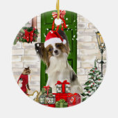 Papillon Dog Kerstmis Keramisch Ornament (Achterkant)