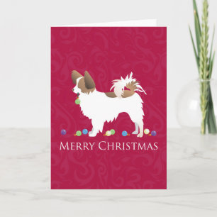 Papillon Dog Merry-kerstdesign Feestdagen Kaart