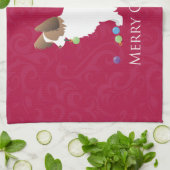 Papillon Dog Merry-kerstdesign Theedoek (Gevouwen)