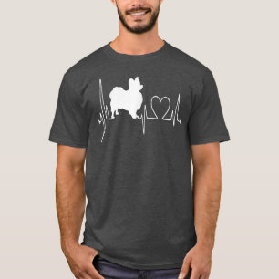 Papillon Dog My Heartbeat EKG Dogs My Cardio Dog L T-shirt