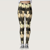 Papillon Dog-ontwerperleggings voor zwart en wit Leggings (Voorkant)