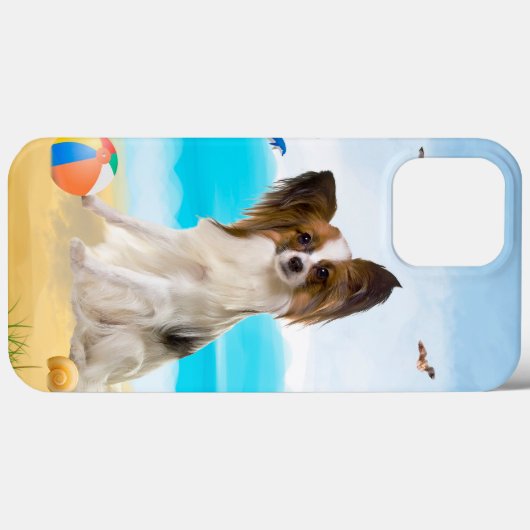 Papillon Dog op strand Case-Mate iPhone Case (Achterkant (horizontaal))
