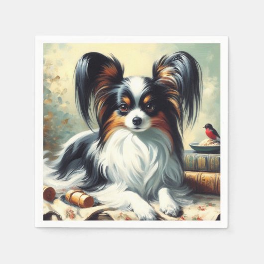 Papillon Dog Painting Servet (Voorkant)