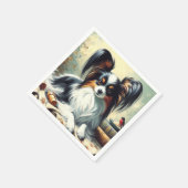 Papillon Dog Painting Servet (Hoek)