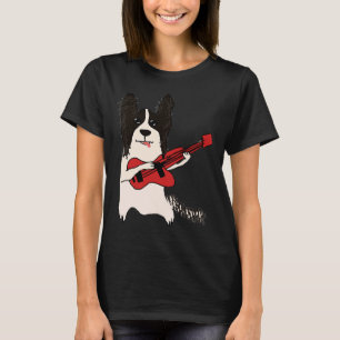 Papillon Dog Plays Gitaar Muziek Dog Leuke Hond Pu T-shirt