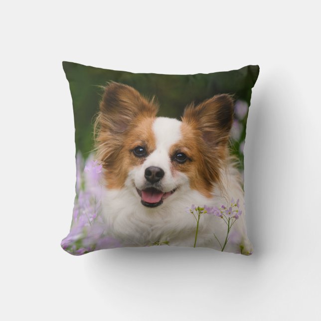 Papillon Dog Romantic Portrait, Square Kussen (Voorkant)