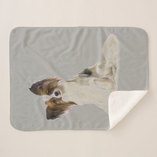 Papillon Dog Sherpa Deken (Voorkant (horizontaal))