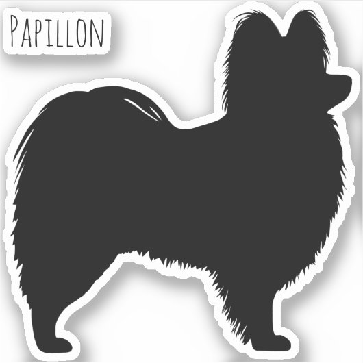 Papillon Dog Silhouet Vinyl Sticker (Voorkant)