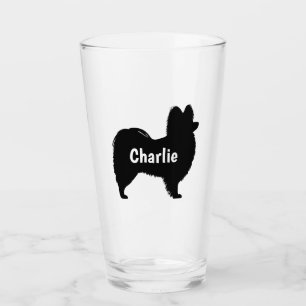 Papillon Dog Silhouette Custom Drink Glas
