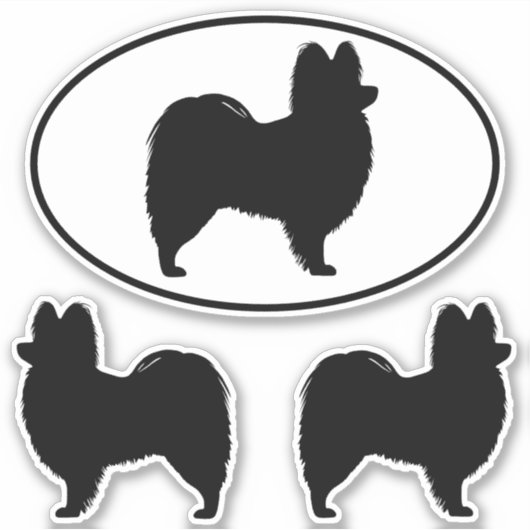 Papillon Dog Silhouetten Vinyl Sticker Set (Voorkant)