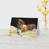 Papillon Dog Wenskaarten Kaart (Gele Bloem)