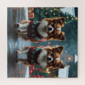 Papillon Dogs Christmas Snow Holiday Legpuzzel (Horizontaal)