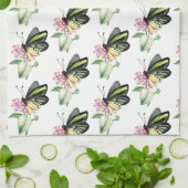 Papillon d'oiseau vert serviette de cuisine Imprim (Plié)