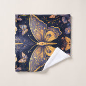 Papillon d'or bleu violet Art déco moderne (Gant de toilette)