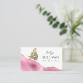 papillon d'or et carte de visite d'agneau rose (Debout devant)