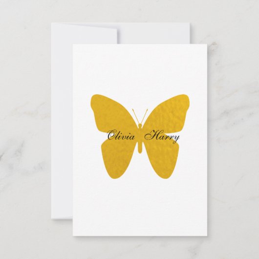 Papillon d'or - Faire-part de mariage Faux Foil (Dos)