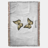 Papillon d'or Floral Couverture de lancer personna (devant Vertical)