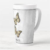 Papillon d'or Floral Latte Mug personnalisé (Angle droit)