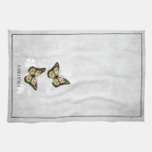 Papillon d'or Floral serviette de cuisine (Horizontal)