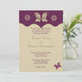 Papillon d'or violet 5x7 Faire-part de mariage (Debout devant)