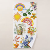 Papillon du jardin de printemps Arc en ciel Vert s (Serviette de bain)