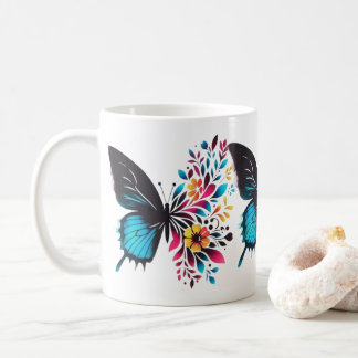 Papillon élégant et mug florale