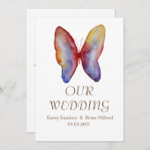 Papillon, Élégante invitation de mariage (Devant / Derrière)