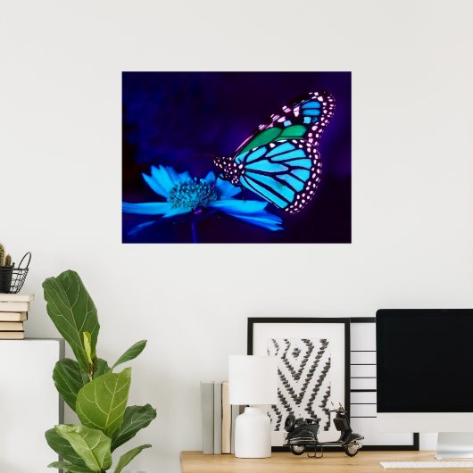 Papillon en affiche bleue (Bureau à domicile)