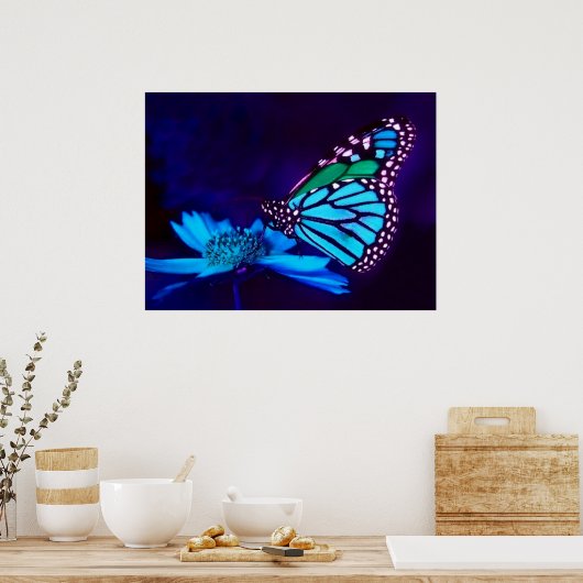 Papillon en affiche bleue (Cuisine)