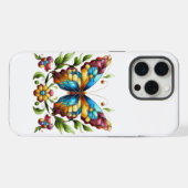 Papillon en vitrail coloré avec fleurs (Verso Horizontal)