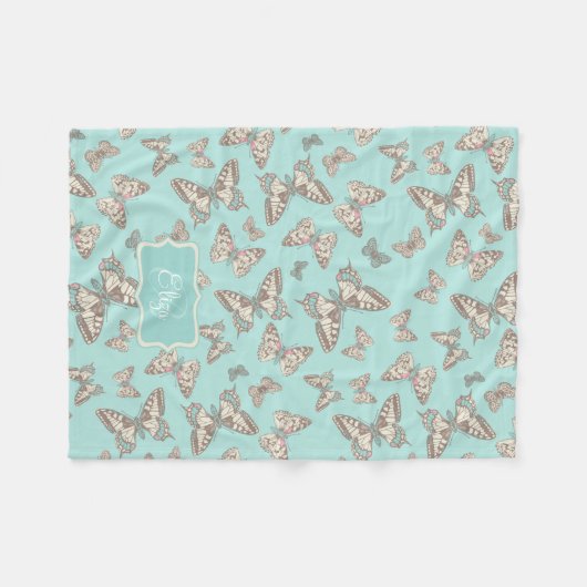 Papillon encré motif aqua turquoise à couverture (Devant (Horizontal))