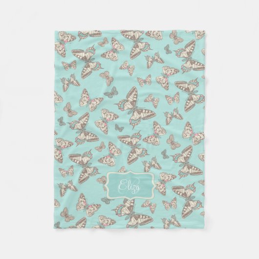 Papillon encré motif aqua turquoise à couverture (Devant)