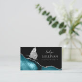 papillon et carte de visite d'agate turquoise (Debout devant)